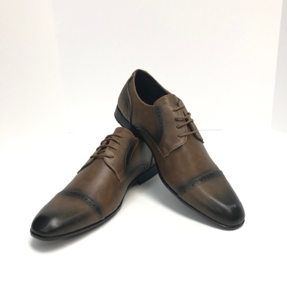 Amali Men\'s Tan Dress Shoes Cap Toe Oxfords Lether Lined Sizes 8.5 - 13
